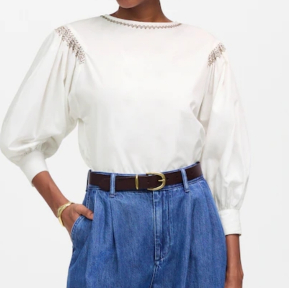 Madewell Embroidered Poplin Cotton Top
